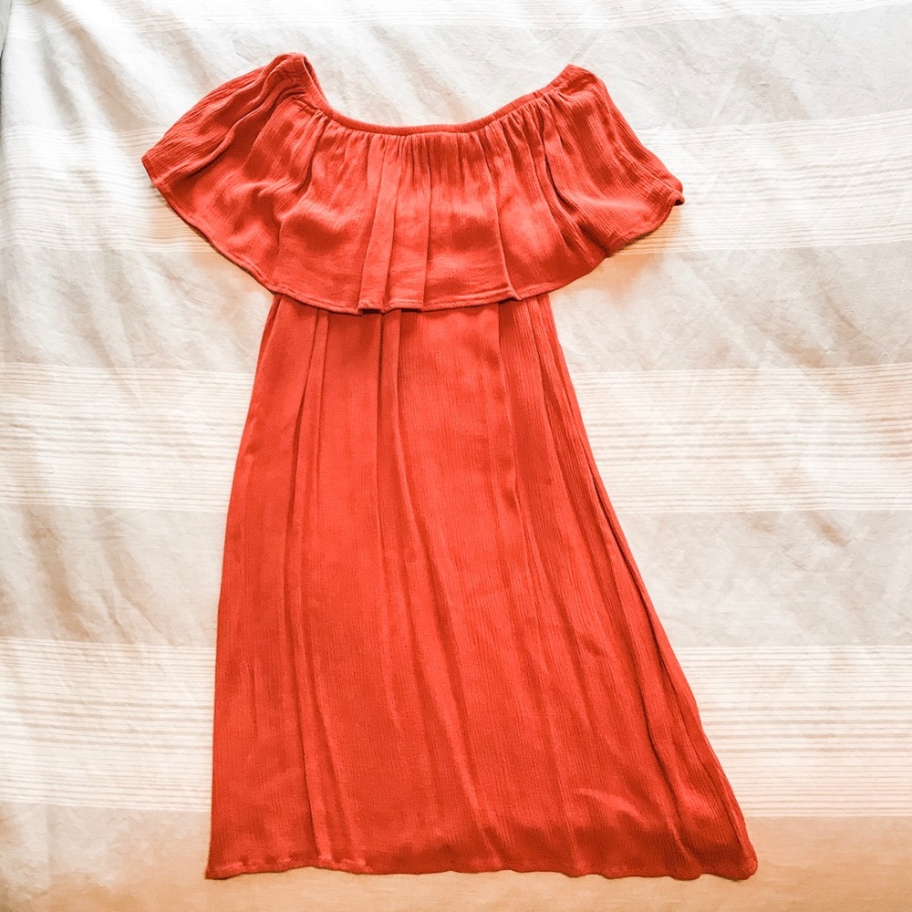 Orange Off the Shoulder Dress